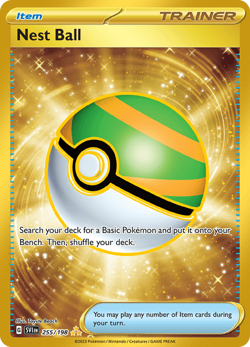 Pokemon TCG Nest Ball 255/198 Gold Secret Rare Scarlet & Violet Base Set NM/M - Image 1