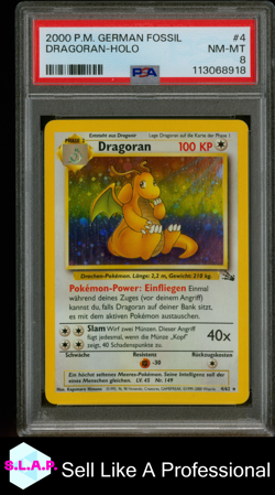 DRAGORAN-HOLO POKEMON GERMAN FOSSIL 2000 4 PSA 8 - Image 1
