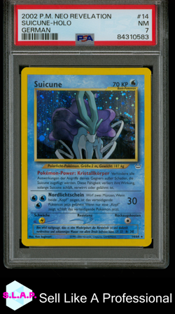 SUICUNE-HOLO GERMAN POKEMON GERMAN NEO REVELATION 2002 14 PSA 7 - Image 1