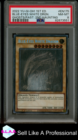 BLUE-EYES WHITE DRGN. GHOSTS/PAST: 2ND HAUNTING YU-GI-OH! GFP2 2022 EN175 PSA 8 - Image 1