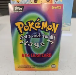 Charizard E6 of 12 - BLUE LOGO - NON-HOLO - TOPPS POKEMON CARD - LP - Image 2