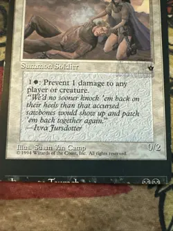 Mtg Magic The Gathering Fallen Empires Combat Medic Miscut Misprint Card - Image 2