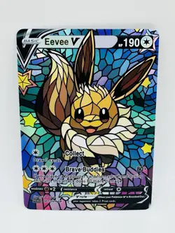 Pokemon Eevee Stain Glass DIY Kawaii Holo Doujin Art Card - Image 1