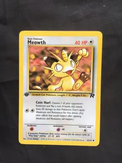 Pokemon Cards: Team Rocket 1st Edition Common: Meowth 62/82 - Image 1