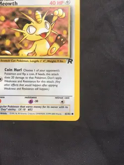 Pokemon Cards: Team Rocket 1st Edition Common: Meowth 62/82 - Image 4