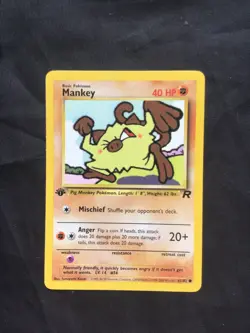 Pokemon Cards: Team Rocket 1st Edition Common: Mankey 61/82 - Image 1