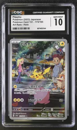 CGC 10 GEM MINT Pikachu 2023 151 173/165 Art Rare Holo Pokemon Card - Image 1