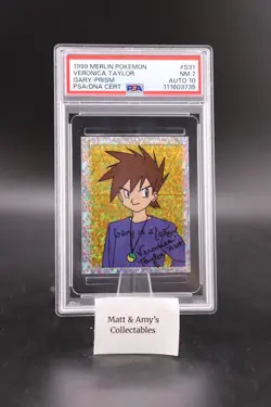 Pokemon 1999 Merlin Veronica Taylor Gary- Prism PSA 7 Auto 10 Gary is a Loser - Image 1
