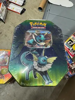 1 - Pokemon TCG: Elemental Power Tin Vaporeon GX + 4 Packs (Sun & Moon) SEALED 820650806490 - Image 1