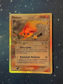 1x 2006 Pokemon FLAMARA / Flareon HOLO Ex Delta Species 5/113 Played Deutsch Old - Image 1