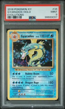 2016 POKEMON XY EVOLUTIONS #34 GYARADOS-HOLO PSA 9 - Image 1