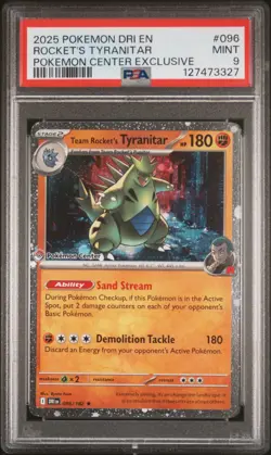2025 POKEMON DRI EN-DESTINED RIVALS #096 TEAM ROCKET'S TYRANITAR PSA 9 - Image 1
