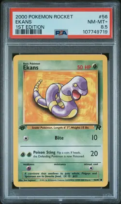 2000 POKEMON ROCKET 1ST ED #56 EKANS PSA 8.5 - Image 1