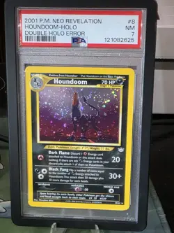 Pokemon Houndoom Double Holo Error Neo Revelation 8/64 PSA 7 Near Mint SWIRL🌀 - Image 3