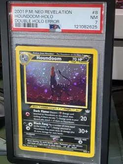Pokemon Houndoom Double Holo Error Neo Revelation 8/64 PSA 7 Near Mint SWIRL🌀 - Image 4
