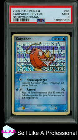 KARPADOR-REV.FOIL DEOXYS-GERMAN POKEMON EX DEOXYS 2005 64 PSA 9 - Image 1