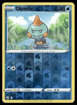 2021 Fusion Strike Set Pokemon Card 080 Chewtle Reverse Foil NM - Image 1