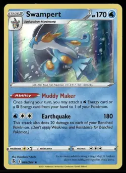 2021 Fusion Strike Set Pokemon Card 064 Swampert NM - Image 1