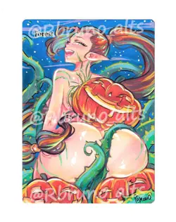 Hand Painted Altered Mtg Card Anime Girl - Image 1