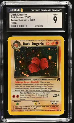 CGC 9 MINT Dark Dugtrio 2000 Team Rocket 6/82 Holo Pokemon Card - Image 1