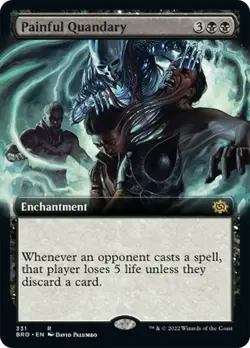 1 x Painful Quandary - Foil - Extended Art - The Brothers' War - Heavy Play - MT - Image 1