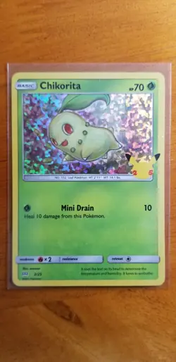 CHIKORITA 2/25 Pokemon 25th Anniversary HOLO McDonalds Promo-Mint Pack/Sleeved. - Image 1