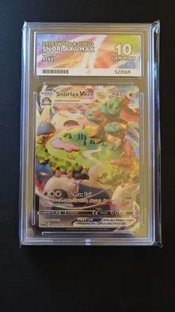 Pokemon TCG Snorlax VMAX 142/202 SWSH Base Set Gem Mint Ace 10 perfect subgrades - Image 1