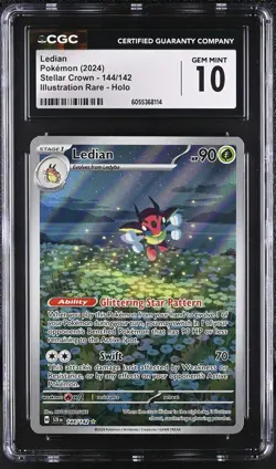 LEDIAN Stellar Crown Illustration Rare #144 CGC 10 Gem Mint Pokemon - Image 1