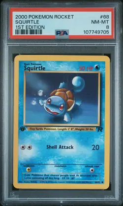 2000 POKEMON ROCKET 1ST ED #68 SQUIRTLE PSA 8 - Image 1