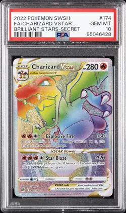2022 POKEMON SWORD & SHIELD BRILLIANT STARS #174 FULL ART/CHARIZARD VSTAR PSA 10 - Image 1