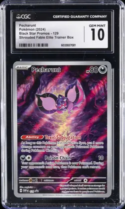2024 POKEMON SVP EN-SV BLACK STAR PROMO #129 PECHARUNT CGC 10 GEM MINT - Image 1