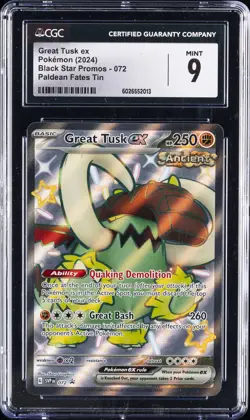 2024 POKEMON SVP EN-SV BLACK STAR PROMO PALDEAN FATES TIN GREAT TUSK EX CGC 9 - Image 1