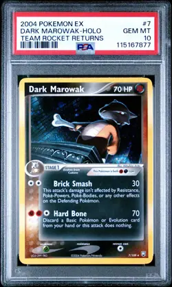 2004 POKEMON EX TEAM ROCKET RETURNS #7 DARK MAROWAK-HOLO PSA 10 - Image 1