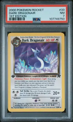 2000 POKEMON ROCKET 1ST ED #33 DARK DRAGONAIR PSA 7 - Image 1