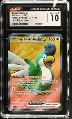 SQUAWKABILLY EX Paldea Evolved Holo Rare #247 CGC 10 Pokemon - Image 1