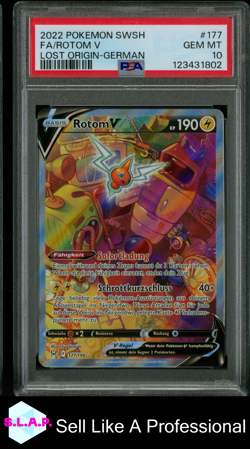 FA/ROTOM V LOST ORIGIN-GERMAN POKEMON SWORD & SHIELD LOST ORIGIN 2022 177 PSA 10 - Image 1