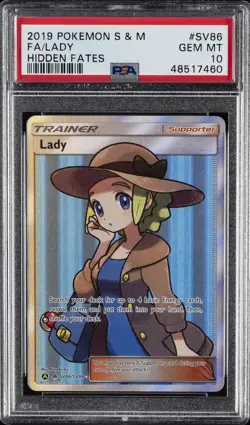 2019 POKEMON SUN & MOON HIDDEN FATES #SV86 FULL ART/LADY PSA 10 - Image 1