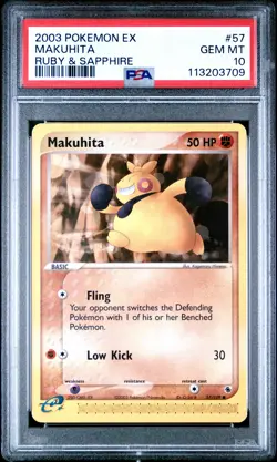 2003 POKEMON EX RUBY & SAPPHIRE #57 MAKUHITA PSA 10 - Image 1