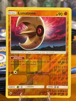 2017 Pokemon Sun And Moon Burning Shadows Lunatone 68/147 Uncommon Reverse Holo - Image 1