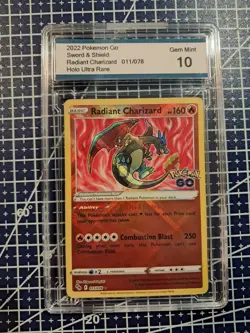 2022 Pokemon Go 011/078 Radiant Charizard Holo Ultra Rare Gem Mint 10 - Image 1