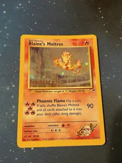 1x 1999-2000 Pokemon BLAINE’S MOLTRES HOLO Gym Heroes 1/132 WOTC Played Old - Image 2