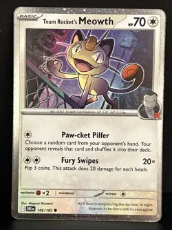 2025 Pokemon Team Rocket's Meowth 149 Destined Rivals Cosmos Holo Promo Card NM+ - Image 1