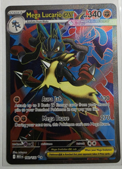 Mega Lucario ex 160/132 Me01: Mega Evolution Holo Pokemon Card NM - Image 1