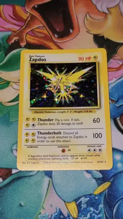 Zapdos 16/102 Holo Rare - Base Set Pokemon Card Vintage WOTC - NM - Image 1