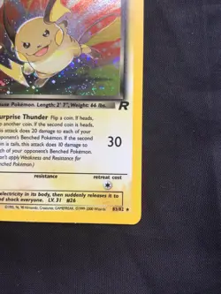 Pokemon Cards: Team Rocket 1st Edition Rare Holo: Dark Raichu 83/82 - Image 5