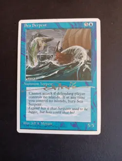 Silver ink Signed by artist Jeff A. Menges MTG Sea Serpent 4th Edition - Image 1