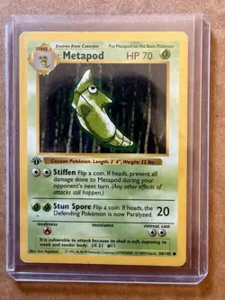 Vintage Pokemon - Metapod 54/102 - 1st Edition - Base Set - LP - Image 1