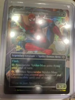 Prerelease MTG SPECTACULAR SPIDER-MAN 0014 Very Rare STAMPED PROMO FULL ART FOIL - Image 1