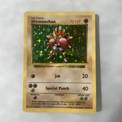 Pokemon Hitmonchan 007/102 Base Set Shadowless Holo Rare WoTC - Image 1
