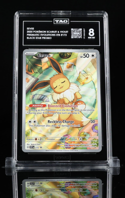 Eevee 173 Pokemon Scarlet & Violet Promo Cards Holo TAG graded Near Mint 8 - Image 1